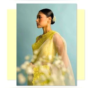 Original Karishma Khanduja yellow net saree, lightly used